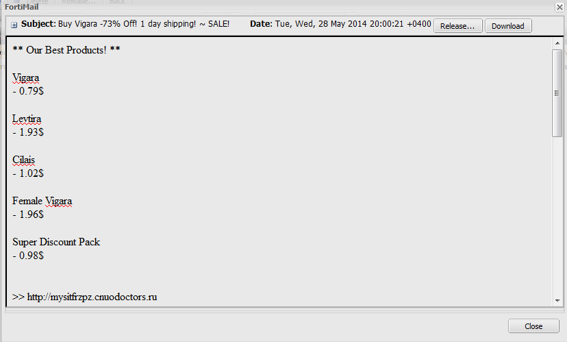 Fortimail view a personal quarantine item.png