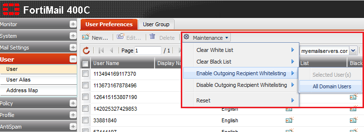 Fortimail enable outgoing whitelist recip all domain users.png
